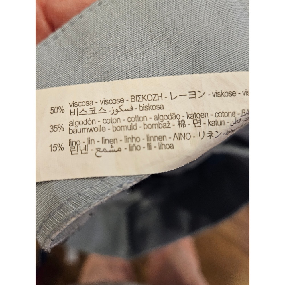 ZARA Sz S Wide Leg High Waisted Linen Blend Pant ‎ #452 - Picture 8 of 9